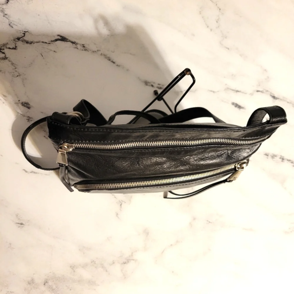 HOBO 'Cassie' Rock & Roll Black Leather Crossbody & Shoulder Bag - Picture 2 of 10